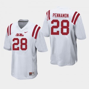 Mens Ole Miss #28 D'Vaughn Pennamon White Stitched Jerseys 832915-487