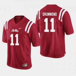 Mens Ole Miss #11 Dontario Drummond Red College Jerseys 912600-824