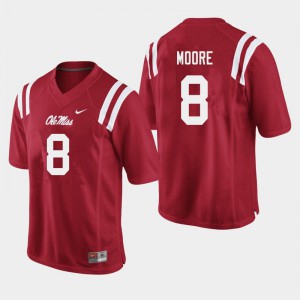 Mens Ole Miss #8 Elijah Moore Red College Jersey 480620-273