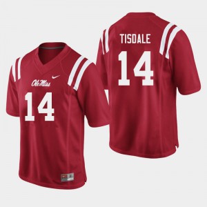 Men University of Mississippi #14 Grant Tisdale Red Stitch Jerseys 214716-934