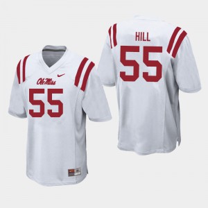 Mens Ole Miss #55 KD Hill White College Jersey 738032-594