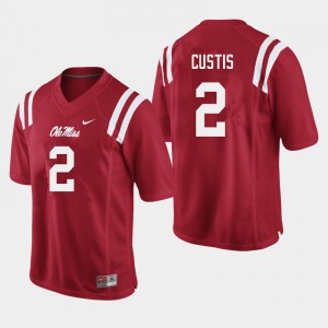 Men's Ole Miss #2 Montrell Custis Red Official Jersey 680242-854