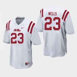 Mens University of Mississippi #23 Nevin Wells White Football Jersey 990726-800