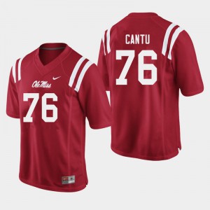 Mens Ole Miss #76 Nic Cantu Red Embroidery Jersey 492550-333