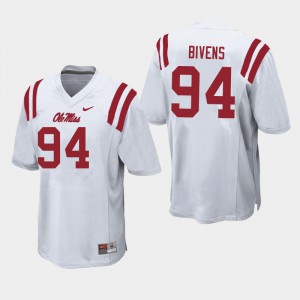 Mens University of Mississippi #94 Quentin Bivens White College Jersey 359024-530