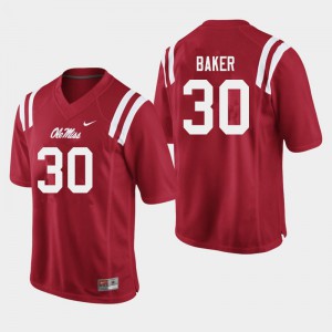 Mens University of Mississippi #30 Zikerrion Baker Red Official Jerseys 407079-337