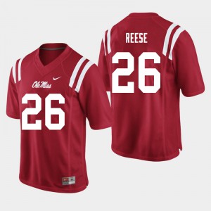 Men's University of Mississippi #26 Otis Reese Red NCAA Jerseys 429089-851