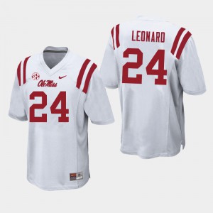 Men's University of Mississippi #24 Deane Leonard White Stitched Jersey 461739-571