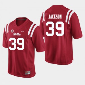 Men's University of Mississippi #39 Dink Jackson Red Embroidery Jersey 337432-480