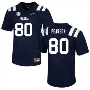 Mens Ole Miss #80 Jahcour Pearson Navy College Jerseys 427292-319