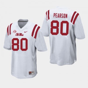 Mens Ole Miss #80 Jahcour Pearson White NCAA Jerseys 451990-384