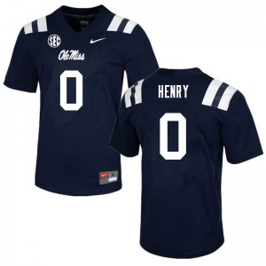 Mens Rebels #0 Lakia Henry Navy Football Jerseys 641018-241