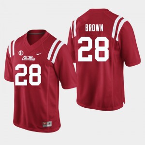 Men's Ole Miss #28 Markevious Brown Red Football Jersey 516714-171