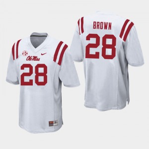 Mens Rebels #28 Markevious Brown White Official Jerseys 407816-476