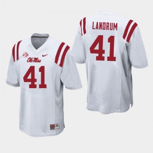 Men's University of Mississippi #41 Solomon Landrum White Player Jerseys 899198-468