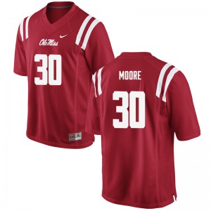 Men's Ole Miss #30 A.J. Moore Red Stitched Jersey 635841-354