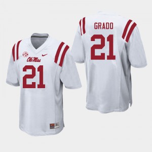 Men's University of Mississippi #21 Alex Grado White Stitched Jerseys 855550-138