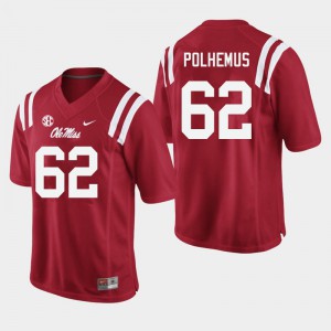 Mens Ole Miss #62 Andrew Polhemus Red Football Jersey 682187-813