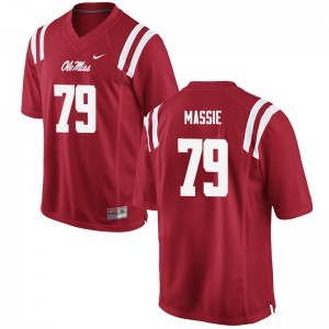Mens Ole Miss Rebels #79 Bobby Massie Red Embroidery Jersey 249657-550