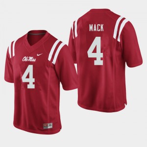 Men's Ole Miss #4 Brandon Mack Red Embroidery Jersey 981770-225