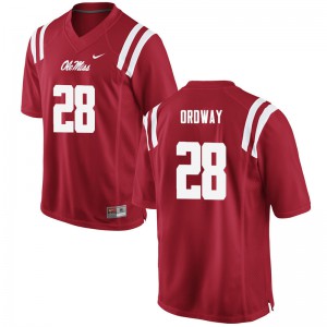 Men Ole Miss #28 Cam Ordway Red Embroidery Jerseys 565706-471