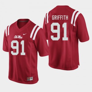 Men's Ole Miss #91 Casey Griffith Red NCAA Jerseys 672676-505