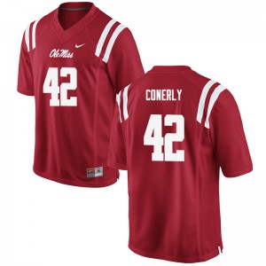 Men Rebels #42 Charlie Conerly Red Football Jersey 544104-721