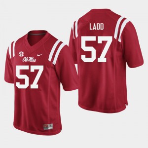 Mens Ole Miss #57 Clayton Ladd Red Official Jersey 688354-775