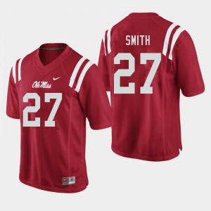 Men's Ole Miss Rebels #27 Dallas Smith Red Stitch Jersey 229919-785