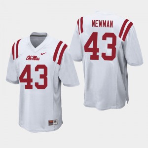 Mens University of Mississippi #43 Daniel Newman White College Jersey 331508-618