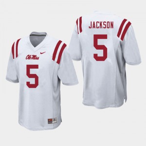 Men Ole Miss Rebels #5 Dannis Jackson White Football Jerseys 441518-748