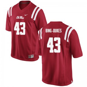 Men Ole Miss #43 Detric Bing-Dukes Red Stitched Jerseys 595079-568