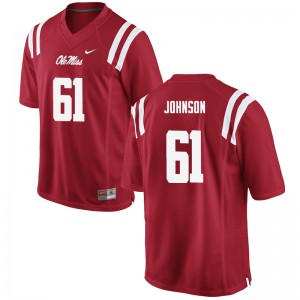 Men's Ole Miss #61 Eli Johnson Red Embroidery Jersey 813121-752