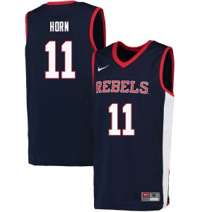 Men Rebels #11 Eric Horn Navy College Jerseys 697330-492