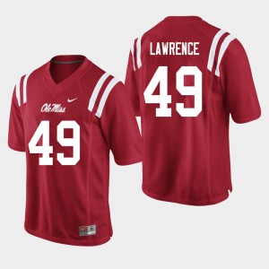 Men Ole Miss Rebels #49 Jared Lawrence Red Embroidery Jersey 537634-656