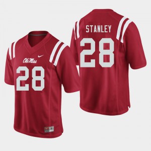 Mens Ole Miss Rebels #28 Jay Stanley Red Football Jersey 370187-763