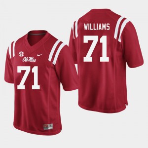 Men's University of Mississippi #71 Jayden Williams Red Embroidery Jerseys 793850-186