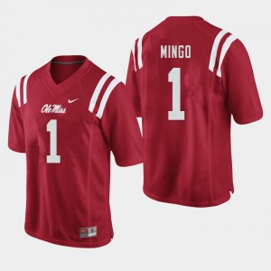 Men's University of Mississippi #1 Jonathan Mingo Red Player Jersey 810883-859