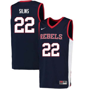 Men University of Mississippi #22 Karlis Silins Navy Basketball Jersey 707258-865