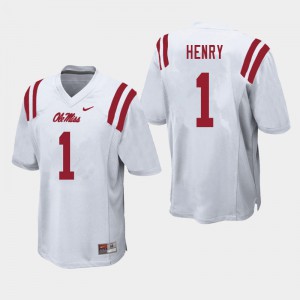 Men Ole Miss Rebels #1 Lakia Henry White Official Jersey 146110-609