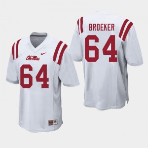 Mens Ole Miss Rebels #64 Nick Broeker White Player Jersey 860265-974