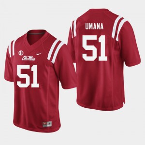 Men Ole Miss #51 Orlando Umana Red Embroidery Jersey 838181-565