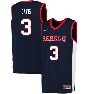 Mens Ole Miss #3 Terence Davis Navy College Jersey 991339-406