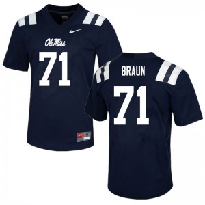 Men University of Mississippi #71 Tobias Braun Navy Stitched Jerseys 750977-282