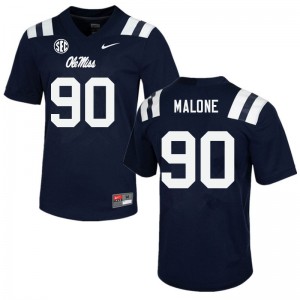 Men's University of Mississippi #90 Tywone Malone Navy Football Jersey 800807-900