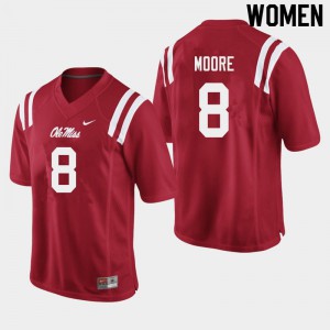 Women University of Mississippi #8 Elijah Moore Red Stitched Jerseys 603024-600