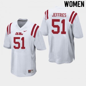 Women's Ole Miss Rebels #51 Eric Jeffries White Stitched Jerseys 465772-318