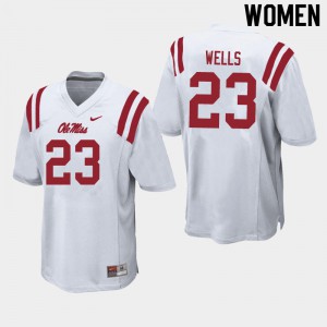 Women Ole Miss Rebels #23 Nevin Wells White University Jerseys 984206-382