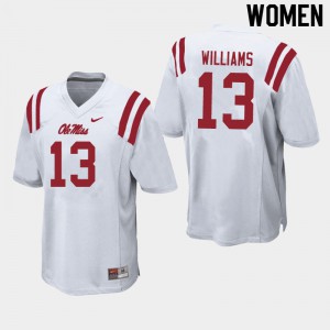 Women's Ole Miss #13 Sam Williams White University Jerseys 377912-720
