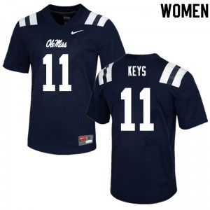 Womens Ole Miss Rebels #11 Austin Keys Navy Player Jersey 328846-646